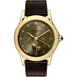 Emporio Armani Swiss Made Mens Swiss Quartz Stainless Steel and Brown Leather Dress Watch (Model: ARS4203)