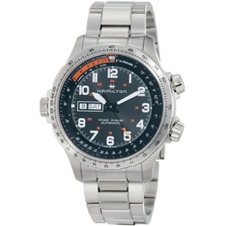Hamilton Watch Khaki Aviation X-Wind Day Date Swiss Automatic Watch 45mm Case, Black Dial, Silver Stainless Steel Bracelet (Model: H77755133)