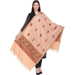 Women Kashmiri Embroidery Indian Shawl Stole Scarf Wrap for Wedding Parties Bridesmaid Prom ( Creame , 28 inch x 80 )