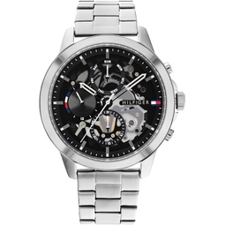 Tommy Hilfiger Mens Multifunction Stainless Steel and Link Bracelet Watch, Color: Black (Model: 1710477)