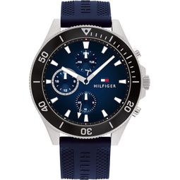 Tommy Hilfiger Mens Quartz Stainless Steel and Silicone Strap Watch, Color: Blue (Model: 1791920)