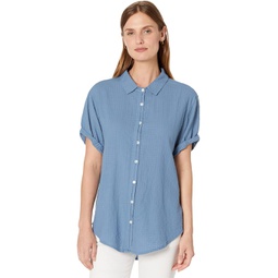 Womens Dylan by True Grit Gauze Short Sleeve Button-Up