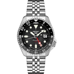 SEIKO SSK001 5 Sports Mens Watch Silver-Tone 42.5mm Stainless Steel, Black