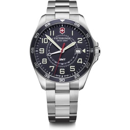 Victorinox FieldForce GMT Watch with Blue Dial and Silver Stainless Steel Bracelet