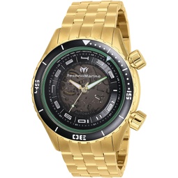 TechnoMarine Mens Manta Dual Zone Mechanical Automatic Watch with Stainless Steel Strap, Gold, 24 (Model: TM-218012)