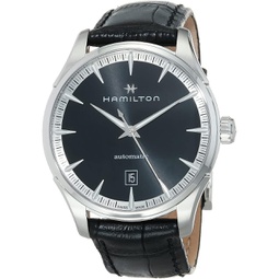 Hamilton Watch Jazzmaster Swiss Automatic Watch 40mm Case, Black Dial, Black Leather Strap (Model: H32475730)