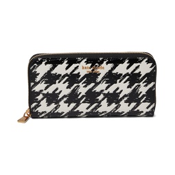 Kate Spade New York Morgan Painterly Houndstooth Embossed Saffiano Leather Zip Around Wallet