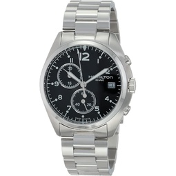 Hamilton Watch Khaki Aviation Pilot Pioneer Swiss Chronograph Quartz Watch 41mm Case, Black Dial, Silver Stainless Steel Bracelet (Model: H76512133)