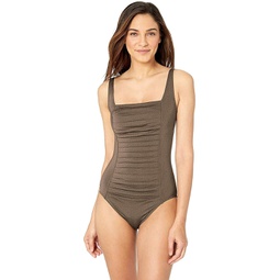 Womens Calvin Klein Pleated One Piece Swimsuit