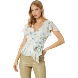 Womens Ted Baker Gemmiaa Wrap Top with Ruffle Sleeves