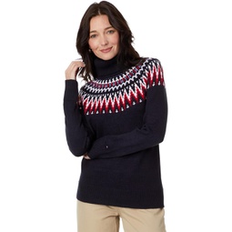 Womens Tommy Hilfiger Chevron Fair Isle Turtleneck Sweater