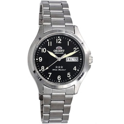 Orient RA-AB0F13B Mens Stainless Steel 3 Star Black Numbers Dial Day Date Automatic Watch