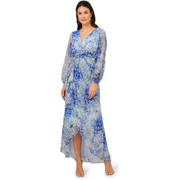 Womens Adrianna Papell Long Printed Gown