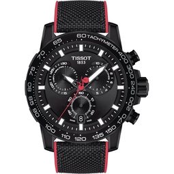 Tissot Mens Supersport Chrono 316L Stainless Steel case with Black PVD Coating Swiss Quartz Fabric/Leather Strap, 22 Casual Watch (Model: T1256173705100)