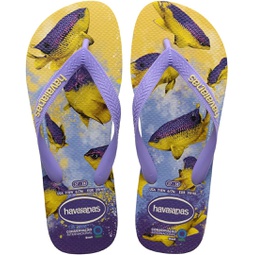 Havaianas Women Conservation International Flip Flops - Fish Print Sandals - Lemon Yellow, 7/8