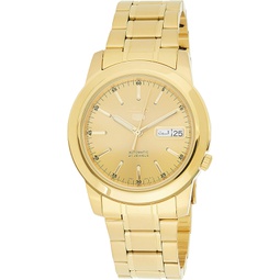 SEIKO Mens SNKE56 5 Automatic Gold Dial Gold-Tone Stainless Steel Watch