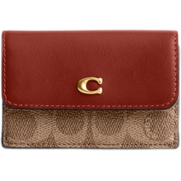 Coach Womens Essential Coated Canvas Signature Mini Trifold Wallet, B4/Tan Rust, One Size