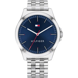 Tommy Hilfiger Mens Quartz Stainless Steel and 팔찌 Casual Watch, Color: Silver (Model: 1791713)