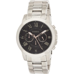 Fossil Mens FS4994 Grant Chronograph Stainless Steel Watch - Silver-Tone