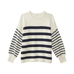 Womens Madewell Plus Conway Pullover Sweater in Mixed Stripe