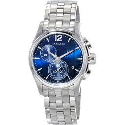 Hamilton Watch Jazzmaster Swiss Chronograph Quartz Watch 42mm Case, Blue Dial, Silver Stainless Steel Bracelet (Model: H32612141)