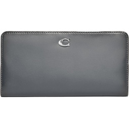 Coach Smooth Leather Skinny Wallet, Grey Blue
