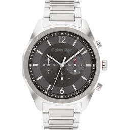 Calvin Klein Mens Chronograph Stainless Steel Case and Link Bracelet Watch, Color: Silver (Model: 25200264)