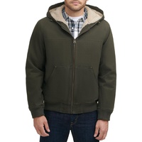 Mens Levis Cotton Canvas Hooded Utility Jacket with Sherpa Lining