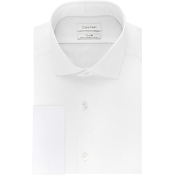 Mens Calvin Klein Dress Shirt Slim Fit Non Iron Stretch Solid French Cuff