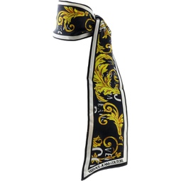 Versace Jeans Couture Black/Gold Signature Baroque Print Slim Scarf for womens
