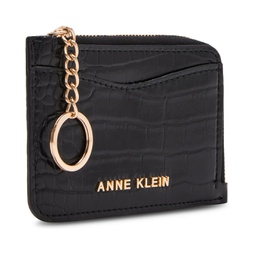 Anne Klein Zip and Go Curved Card Case In Croco