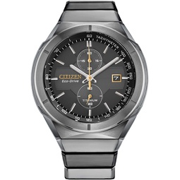 Citizen Mens Eco-Drive Sport Luxury Armor Watch in Super Titanium, Black Dial (Model: CA7058-55E)