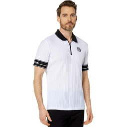 Karl Lagerfeld Paris Textured Cooling Nylon Performance Polo with Logo Sleeves