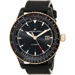 Hamilton Watch Khaki Aviation Converter Swiss Automatic Watch 42mm Case, Black Dial, Black Leather Strap (Model: H76635730)
