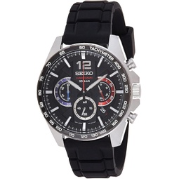 Seiko Mens Stainless Steel Japanese Quartz Silicone Strap, Black, Casual Watch (Model: SSB347)