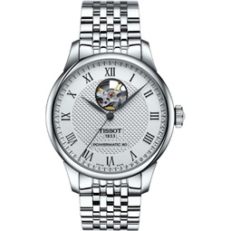 Tissot Mens Le Locle Powermatic 80 Open Heart 316L Stainless Steel case Automatic Watches, Grey, Stainless Steel, 19 (T0064071103302)