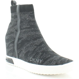 DKNY Cali-Wedge Sneaker Womens Fashion Sneakers Blk/Shiny Size 8 M