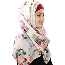 MyBatua White Georgette Fancy Hijab,Fashion Scarves,Muslim Head Wear,Women Hat HJ-057