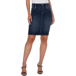 Liverpool Los Angeles Gia Glider Pull-On Forever Fit Denim Pencil Skirt