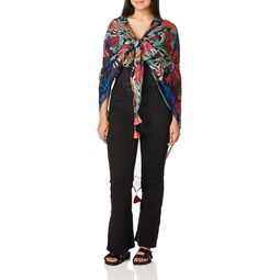 LAUNDRY BY SHELLI SEGAL Womens Mixed Floral Triangular Wrap, very berry multi, One Size