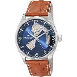 Hamilton Watch Jazzmaster Open Heart Auto 42mm Case, Blue Dial, Brown Leather Strap (Model: H32705041)