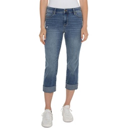 Liverpool Los Angeles Charlie Mid-Rise Crop Wide Rolled Cuff Denim Jean 24