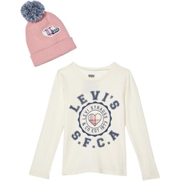 Levis Kids Long Sleeve Tee and Beanie with Pat (Little Kids)