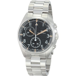 Hamilton Watch Khaki Aviation Pilot Pioneer Swiss Chronograph Quartz Watch 41mm Case, Black Dial, Silver Stainless Steel Bracelet (Model: H76522131)