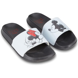 Disney Ladies Minnie and Mickey Slides - Ladies Classic Mickey and Minnie Mouse Slide Sandals Mickey & Minnie Mouse Slip On Slides