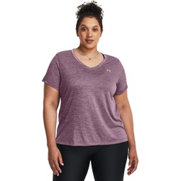 Womens Under Armour Plus Size Tech Solid Short Sleeve V-Neck