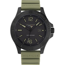 Tommy Hilfiger Mens Quartz Stainless Steel and Silicone Strap Watch, Color: Black (Model: 1791992)