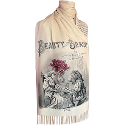 Beauty and the Beast Scarf Shawl Wrap. Bookish outfit, literary scarf, book scarf. Red Rose.