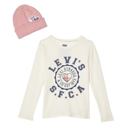 Levis Kids Long Sleeve Tee and Beanie with Pat (Toddler)