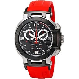Tissot Mens T0484172705701 T-Race Two-Tone Stainless Steel Watch with Red Rubber Band